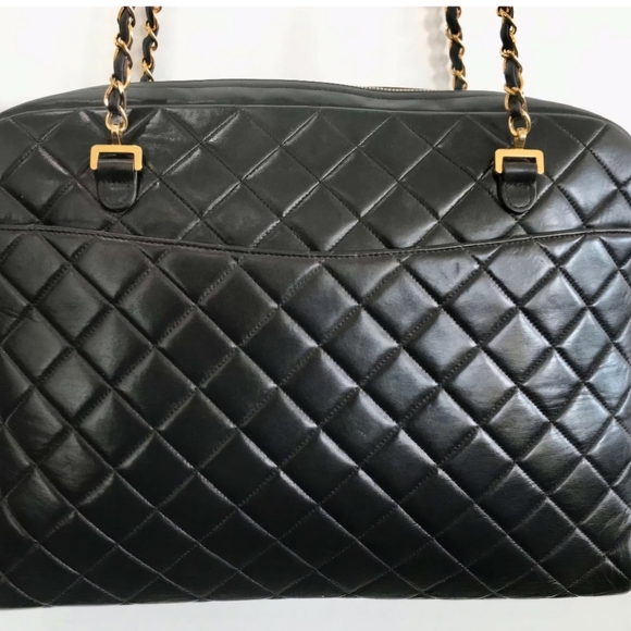 CHANEL Matelasse Handbag vintage FRANCE Exceptional Authentic Chain Blk Leather - Picture 10 of 17